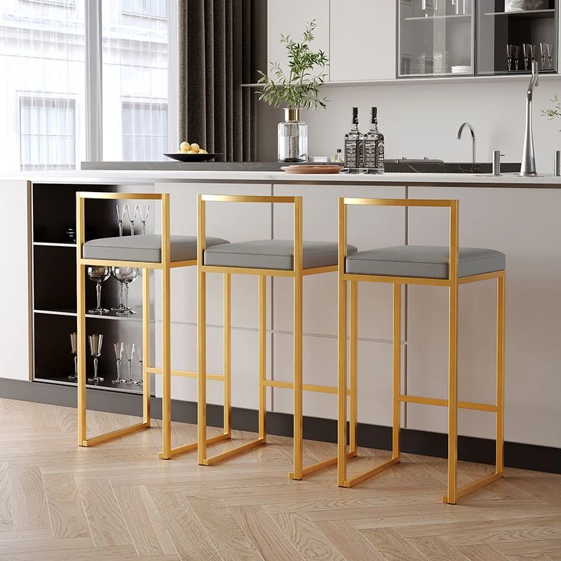 Luxe rugleuning zonder armleuning, gestoffeerde barkruk met metalen onderstel Clearhalo