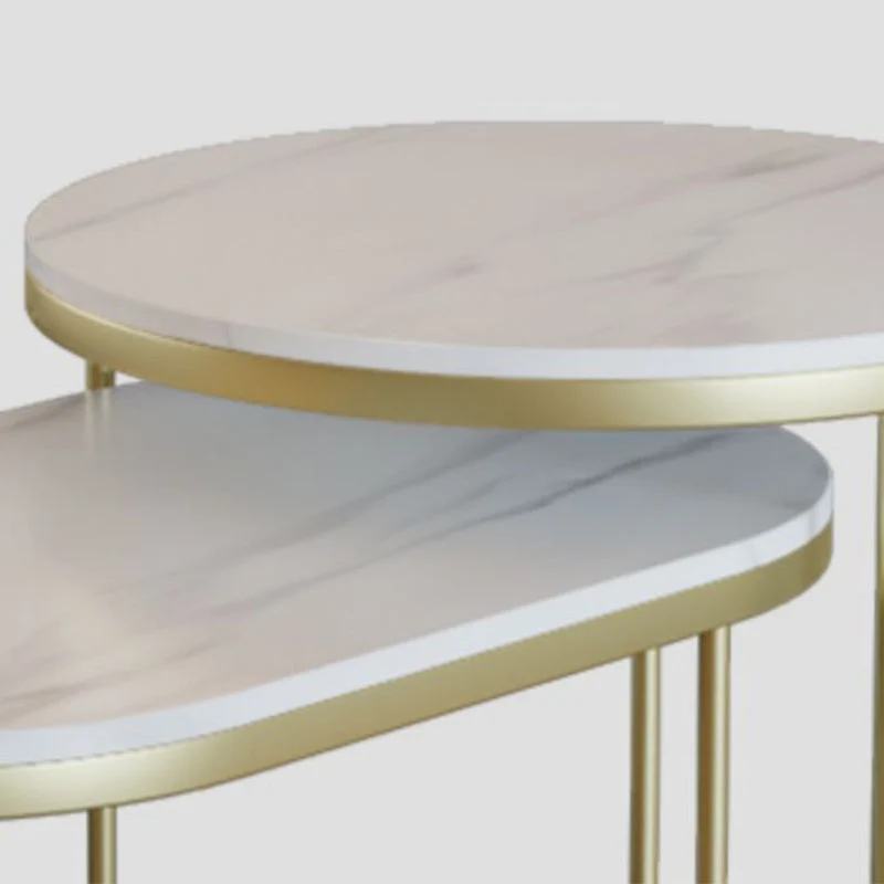 Luxe stenen bijzettafel met metalen frame en zijaccenttafel Clearhalo