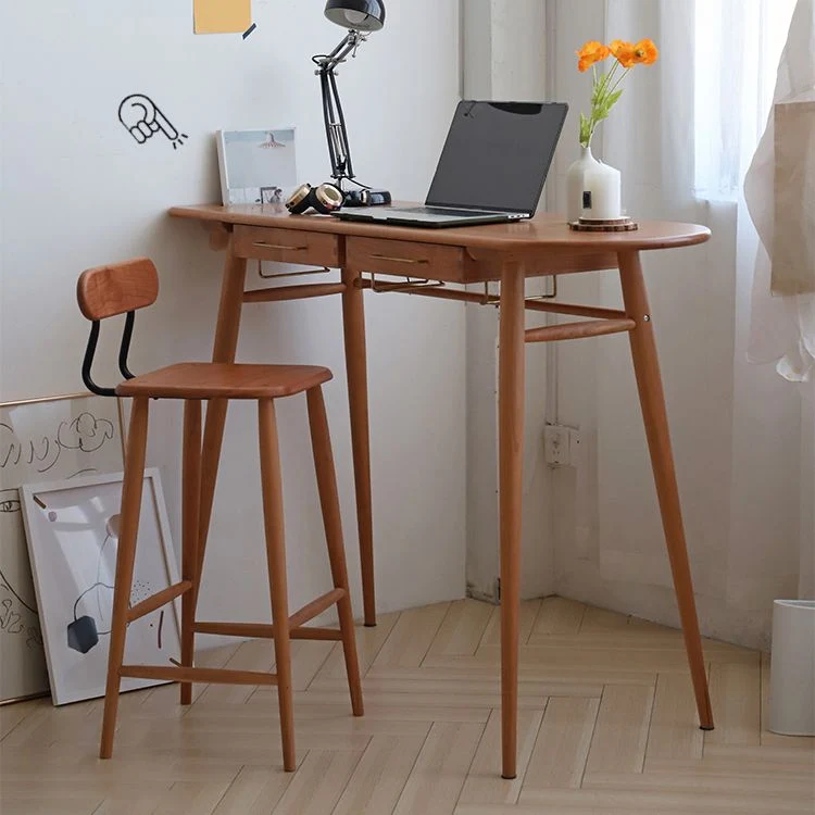 Matte afwerking massief houten tegenstoelen Moderne binnenkrukken Clearhalo
