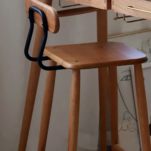 Matte afwerking massief houten tegenstoelen Moderne binnenkrukken Clearhalo