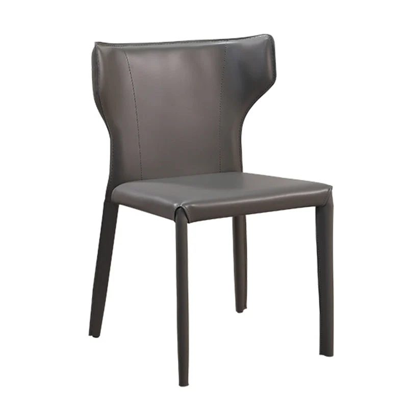 Matte afwerking Wingback bijzetstoel Eigentijdse eetkamerstoel met leren poten Clearhalo