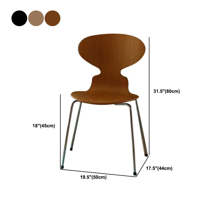 Metaal en hout Armloze eetkamerstoelen Moderne bijzetstoelenset Clearhalo