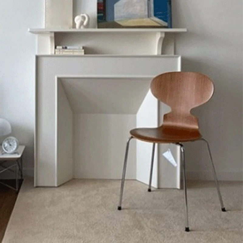 Metaal en hout Armloze eetkamerstoelen Moderne bijzetstoelenset Clearhalo