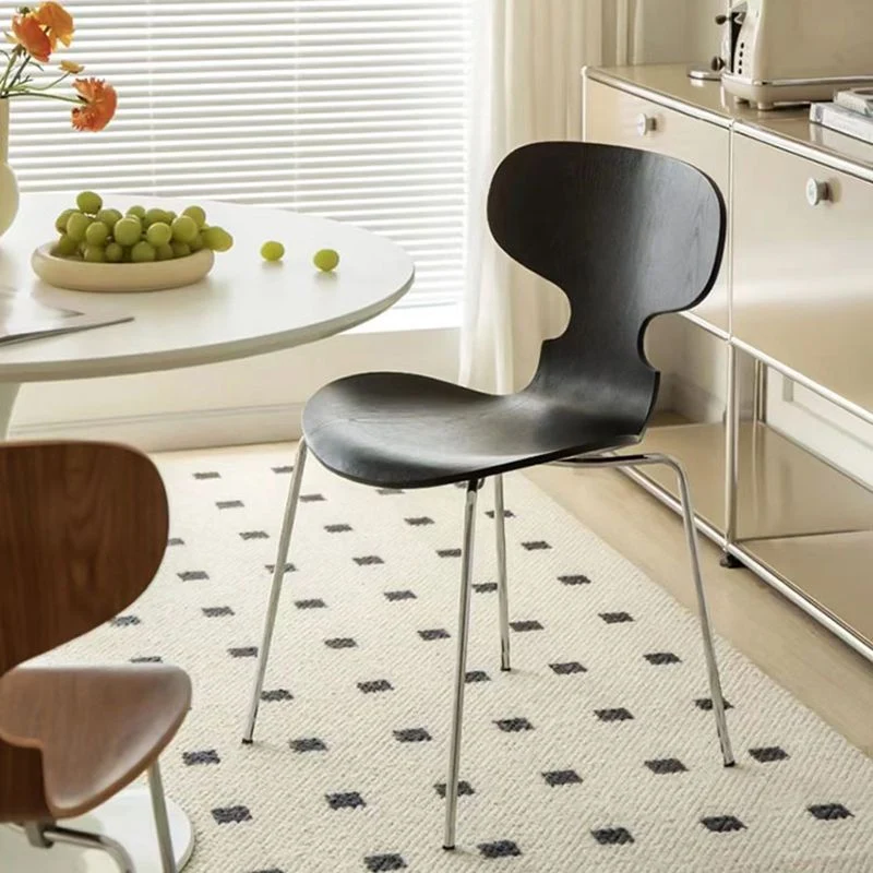 Metaal en hout Armloze eetkamerstoelen Moderne bijzetstoelenset Clearhalo