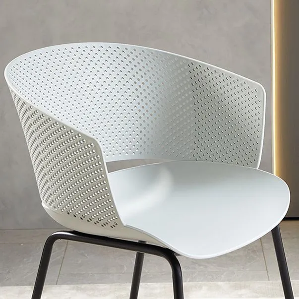 Metalen eetkamer moderne stoel Eetkamerstoel met open rug en arm Clearhalo