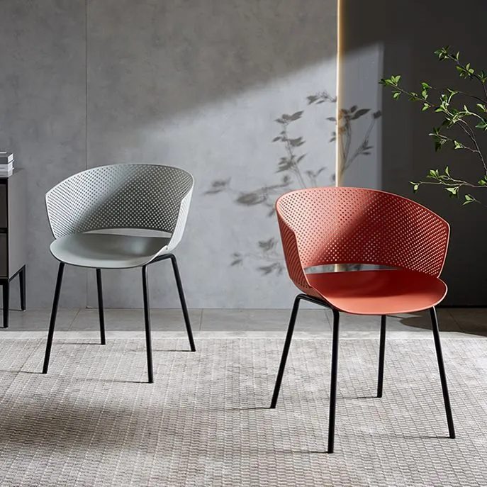 Metalen eetkamer moderne stoel Eetkamerstoel met open rug en arm Clearhalo
