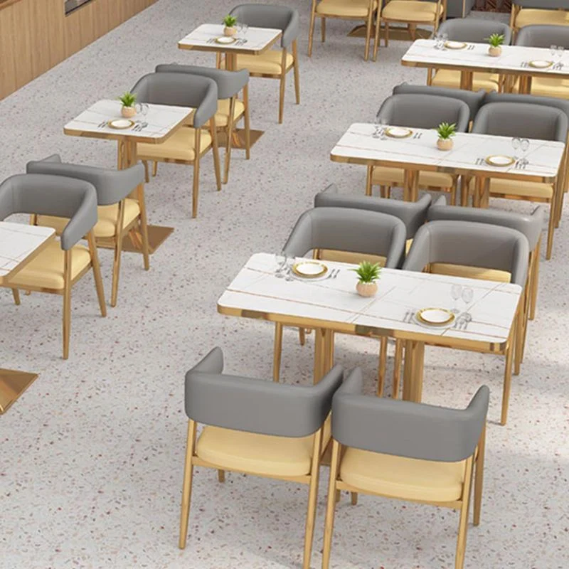 Metalen keukeneetkamerstoelen, eetkamerstoelen met open achterkant voor binnen Clearhalo