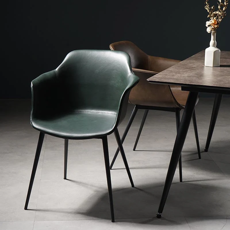 Metalen moderne keukeneetkamerstoel met armleuning en massieve rugleuning Clearhalo