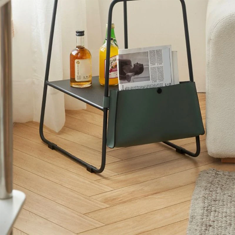 Metalen sledetafel, glazen blad, zijbank, zijaccenttafel met plank Clearhalo