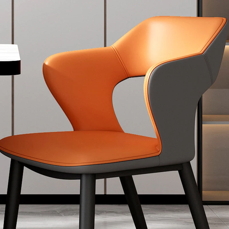 Metalen stoel industriële stijl, fauteuil met open rugleuning en zwarte poten Clearhalo