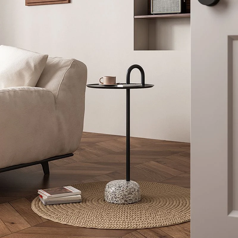 Mid-Century bijzettafel metalen voetstuk lade Top eindtafel voor woonkamer Clearhalo
