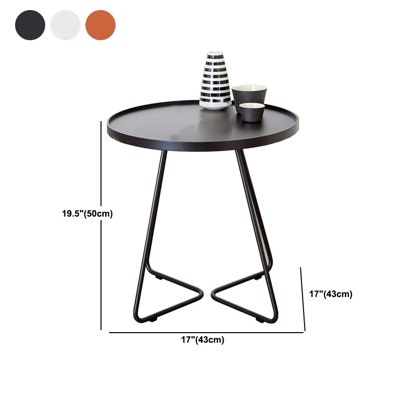 Mid-Century metalen ronde bijzettafel met blad en ijzeren slede bijzettafel Clearhalo