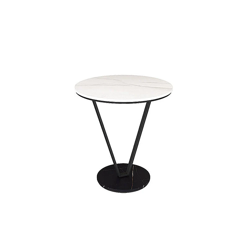 Minimalistisch rond bijzettafeltje met abstracte leisteen hoekbank Clearhalo