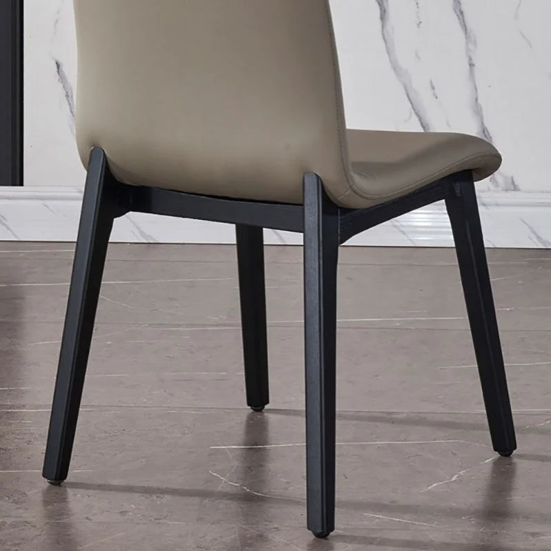 Minimalistische eetkamerstoelen met massieve rugleuning, microvezel lederen eetkamerstoelen Clearhalo