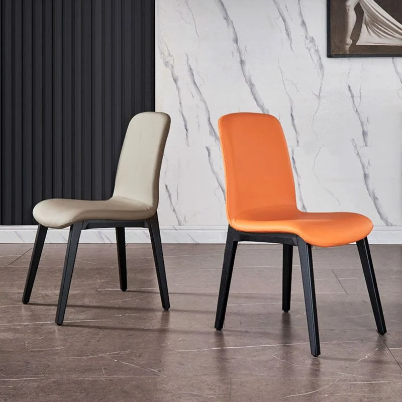 Minimalistische eetkamerstoelen met massieve rugleuning, microvezel lederen eetkamerstoelen Clearhalo