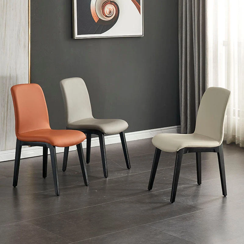 Minimalistische eetkamerstoelen met massieve rugleuning, microvezel lederen eetkamerstoelen Clearhalo