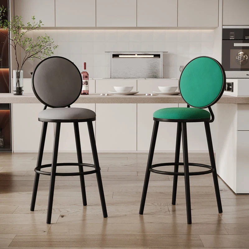 Modern Armless Backrest Counter Stool Iron Bar Stool Pedal Cafe Clearhalo