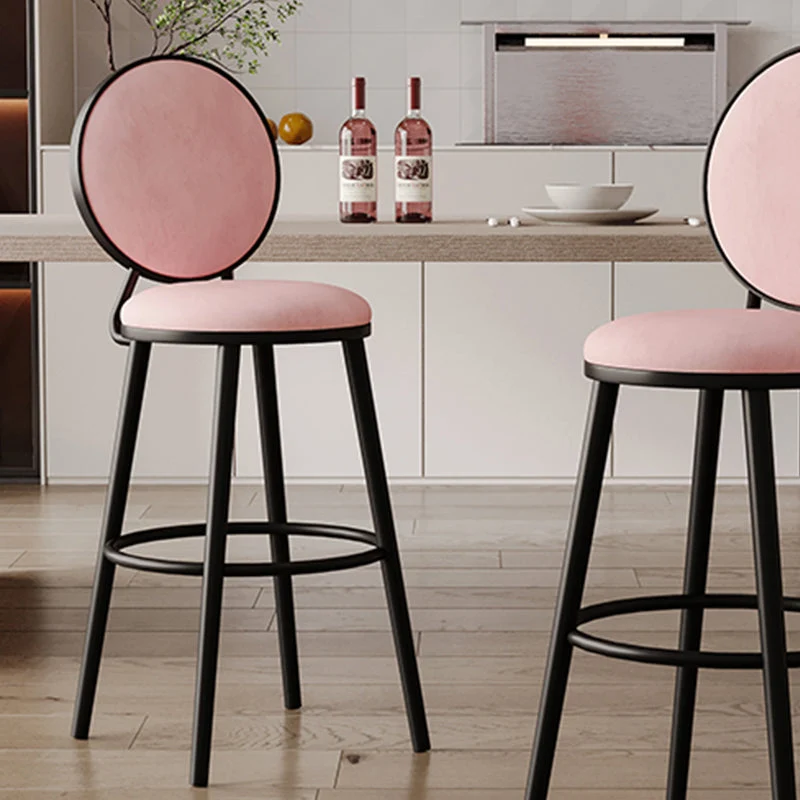 Modern Armless Backrest Counter Stool Iron Bar Stool Pedal Cafe Clearhalo