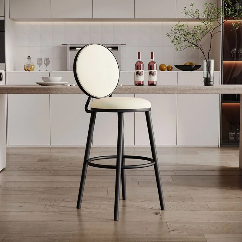 Modern Armless Backrest Counter Stool Iron Bar Stool Pedal Cafe Clearhalo