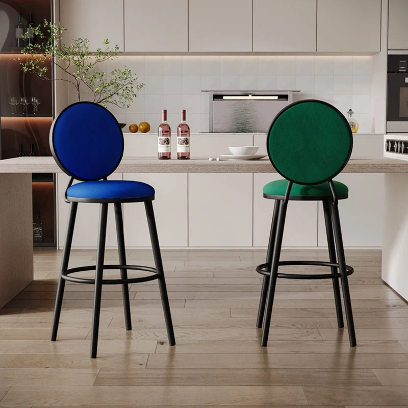 Modern Armless Backrest Counter Stool Iron Bar Stool Pedal Cafe Clearhalo