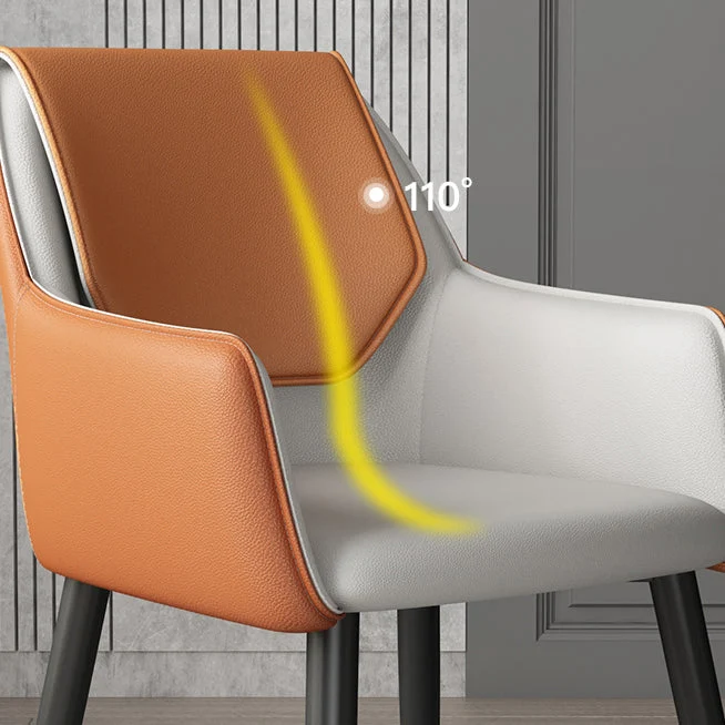 Modern design armleuningen, stevige rugleuning, leren eetkamerstoel Clearhalo