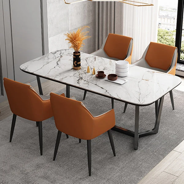 Modern design armleuningen, stevige rugleuning, leren eetkamerstoel Clearhalo