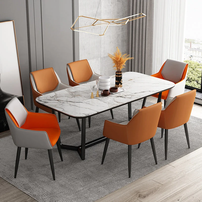 Modern design armleuningen, stevige rugleuning, leren eetkamerstoel Clearhalo