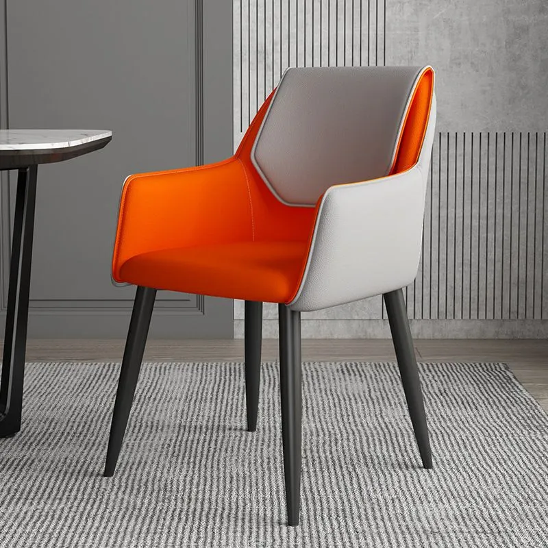 Modern design armleuningen, stevige rugleuning, leren eetkamerstoel Clearhalo