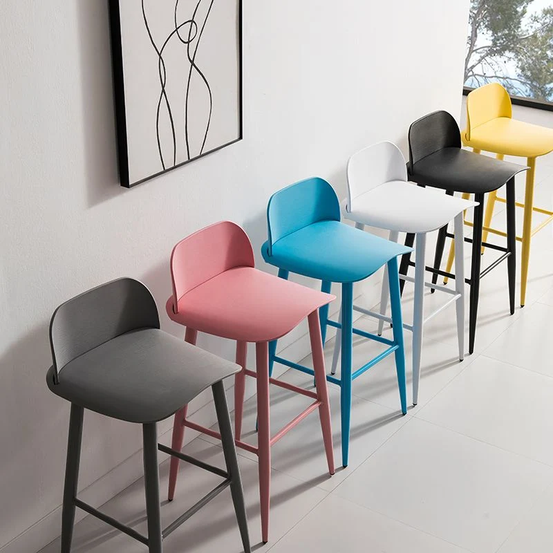 Modern Style Metal Bar Stool Plastic Low Back Counter Stool Indoor Clearhalo