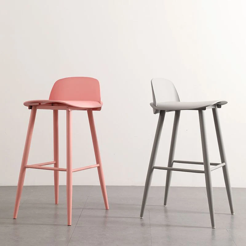 Modern Style Metal Bar Stool Plastic Low Back Counter Stool Indoor Clearhalo