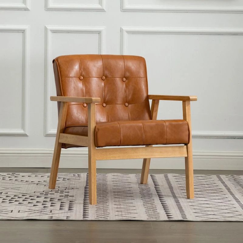 Moderne 25,5-inch W-fauteuil van kunstleer met vier basispoten en getufte rugleuning voor op kantoor Clearhalo