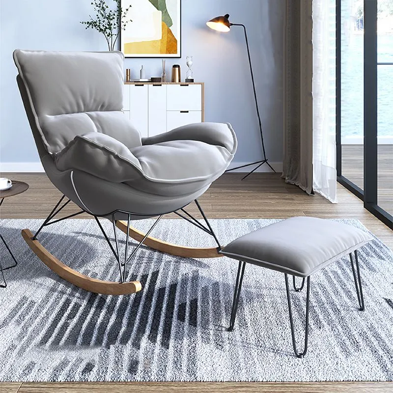 Moderne armloze fauteuil van kunstleer en Velet-loungestoel met hoge rugleuning Clearhalo
