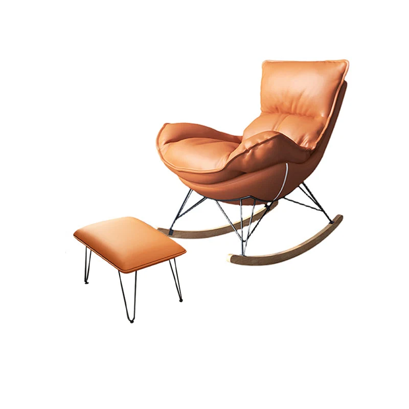 Moderne armloze fauteuil van kunstleer en Velet-loungestoel met hoge rugleuning Clearhalo