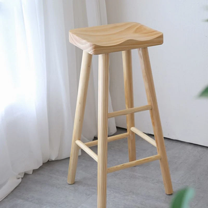 Moderne armloze massief houten barkruk, binnen, rugloze, voorgevormde zitkruk Clearhalo