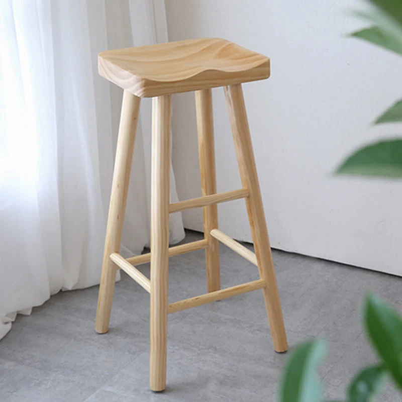 Moderne armloze massief houten barkruk, binnen, rugloze, voorgevormde zitkruk Clearhalo