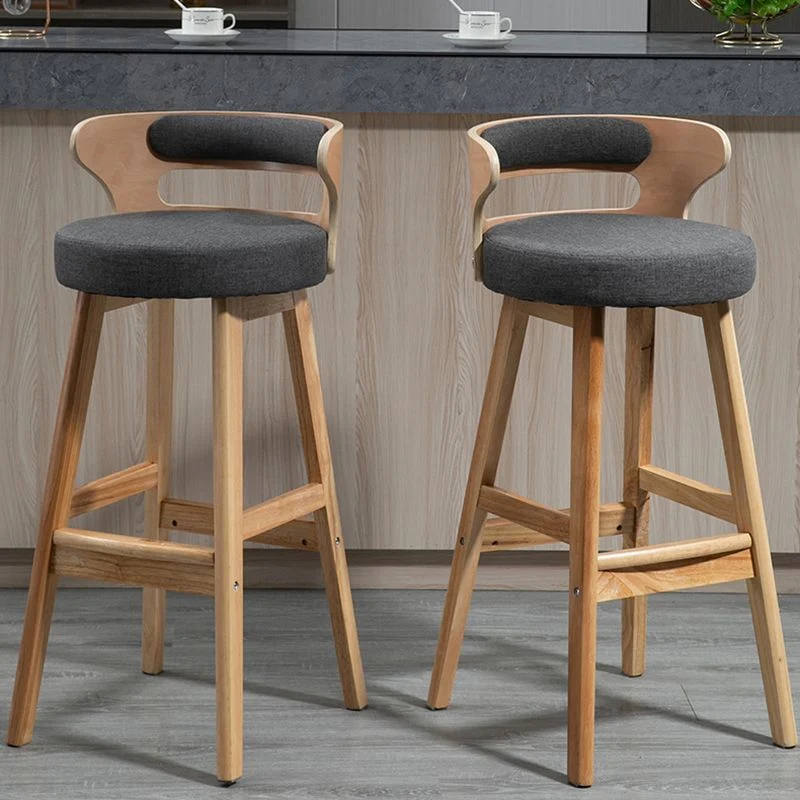 Moderne armloze rugleuning tegenkruk Houten huishoudbarkruk met kussen Clearhalo
