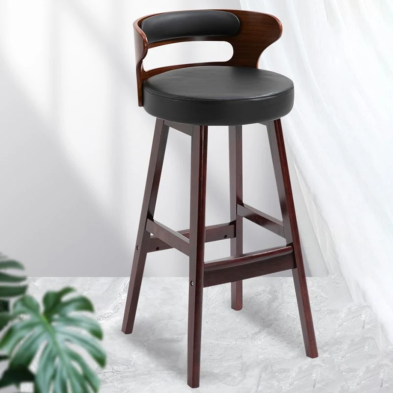 Moderne armloze rugleuning tegenkruk Houten huishoudbarkruk met kussen Clearhalo