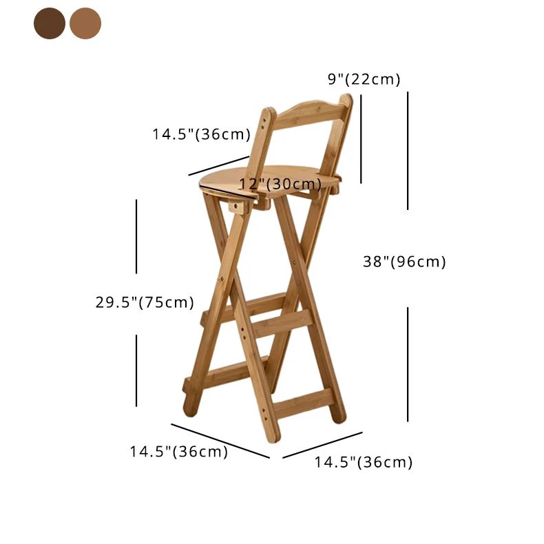Moderne armloze rugleuning tegenkruk Houten slaapkamerbarkruk met houten zitting en pedaal Clearhalo