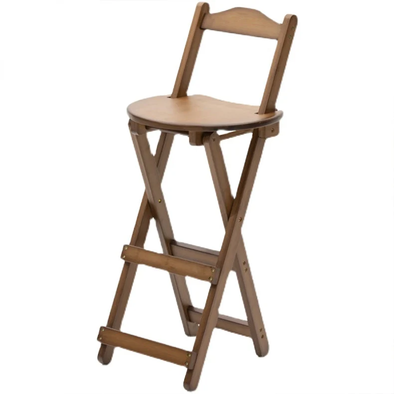 Moderne armloze rugleuning tegenkruk Houten slaapkamerbarkruk met houten zitting en pedaal Clearhalo
