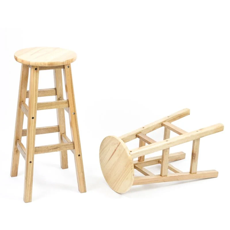 Moderne armloze, rugloze tegenkruk, houten melktheewinkelbarkruk met houten zitting Clearhalo
