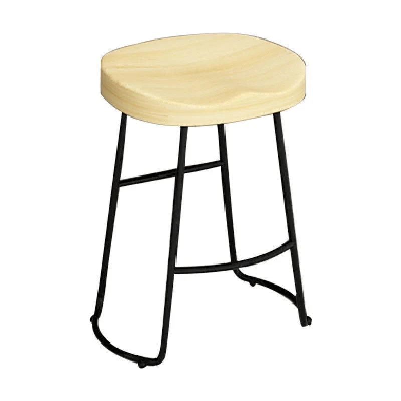 Moderne armloze rugloze tegenkruk, ijzeren keukenbarkruk met houten zitting en pedaal Clearhalo