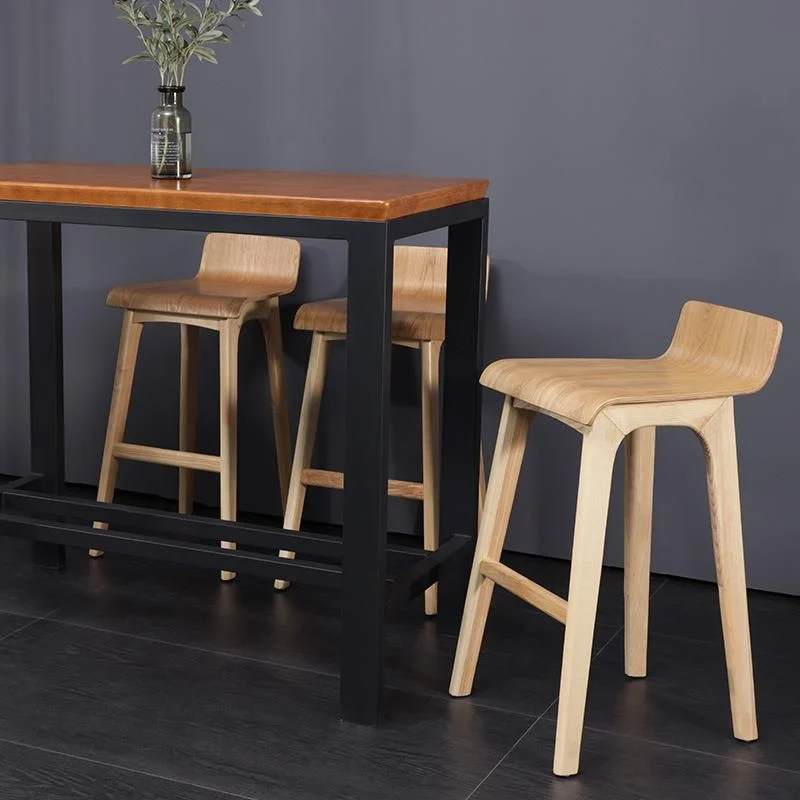 Moderne armloze tegenkruk met rugleuning, houten barkruk met voetsteun Clearhalo