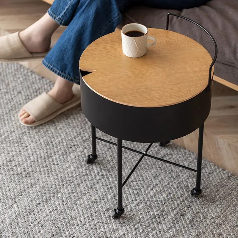Moderne bijzettafel met gekruiste poten, afneembare ronde banktafel met opbergruimte Clearhalo