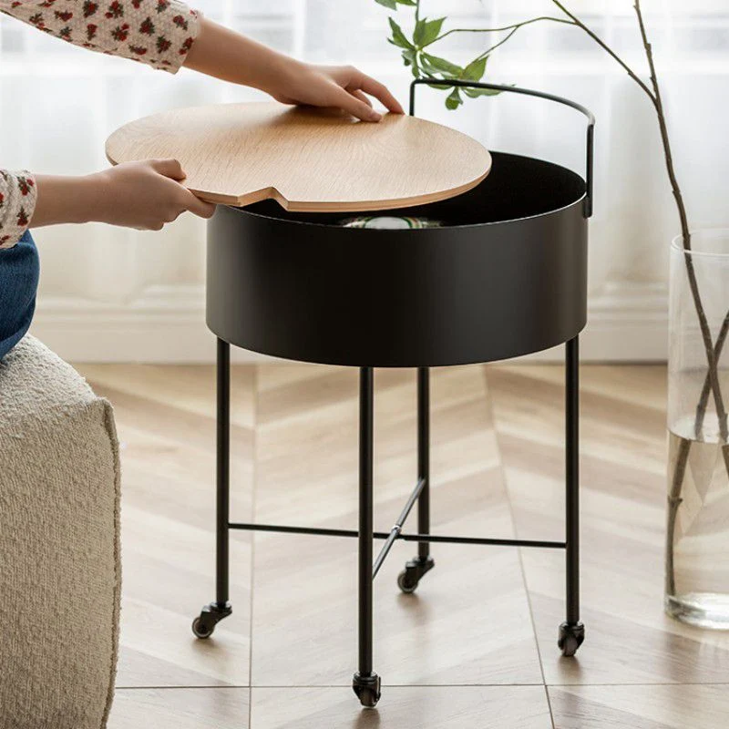 Moderne bijzettafel met gekruiste poten, afneembare ronde banktafel met opbergruimte Clearhalo