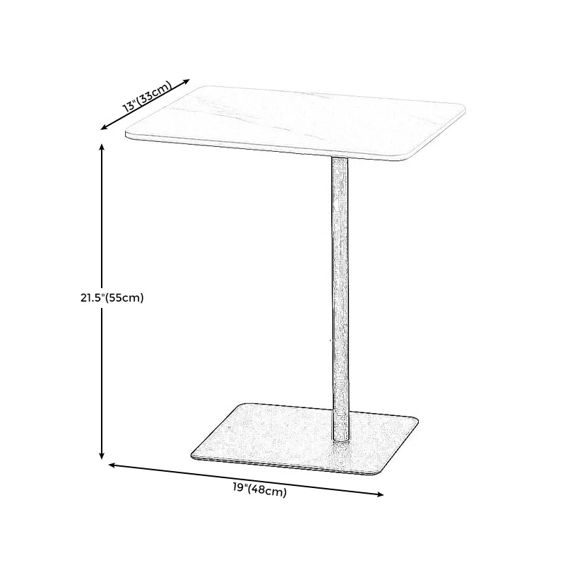 Moderne bijzettafel met marmeren blad en bijzettafel met hoog voetstuk van 21,6 inch Clearhalo