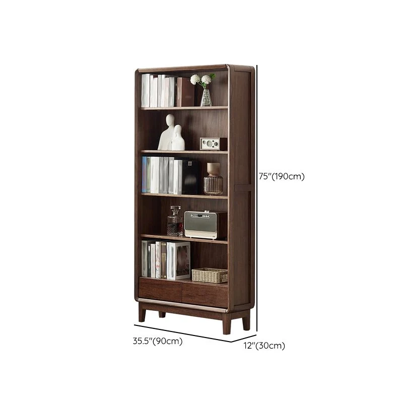Moderne boekenkast met gesloten achterkant, standaard massief houten boekenkast met lades Clearhalo