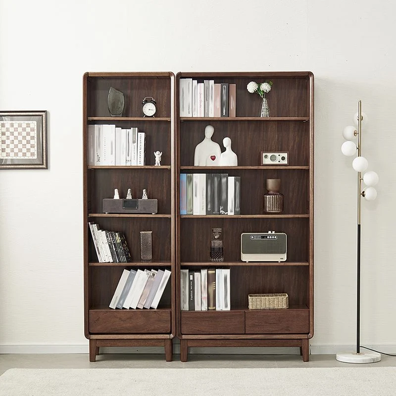 Moderne boekenkast met gesloten achterkant, standaard massief houten boekenkast met lades Clearhalo