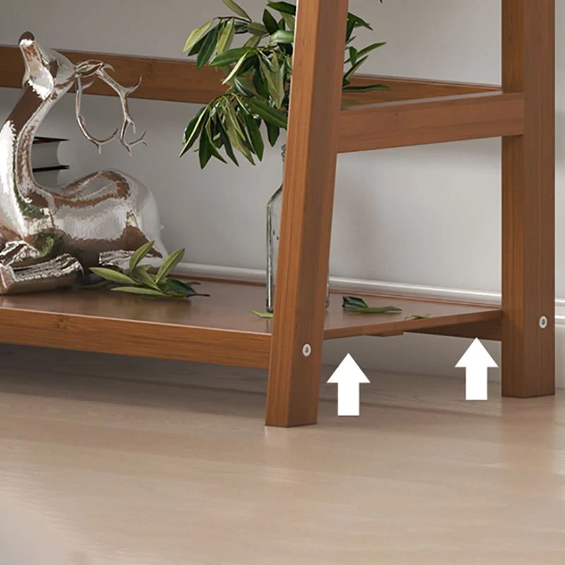 Moderne boekenkast met open rug en ladder, gemaakt van hout met planken Clearhalo