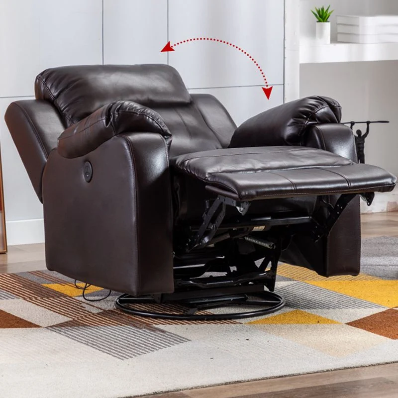 Moderne 90 cm brede standaard draaibare leren fauteuil met draaibare schommelstoel Clearhalo