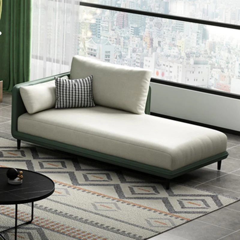 Moderne eenarmige chaise longue van kunstleer, stoel met vierkante armleuningen Clearhalo